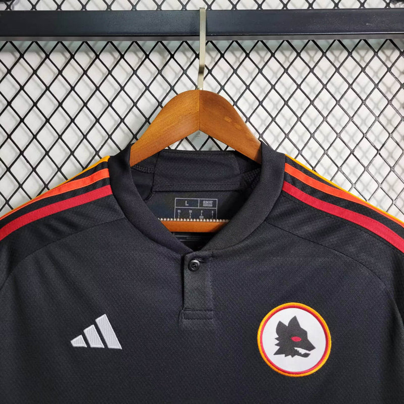 Camisa Roma Away Black 23/24 - Adidas Torcedor Masculina - Lançamento