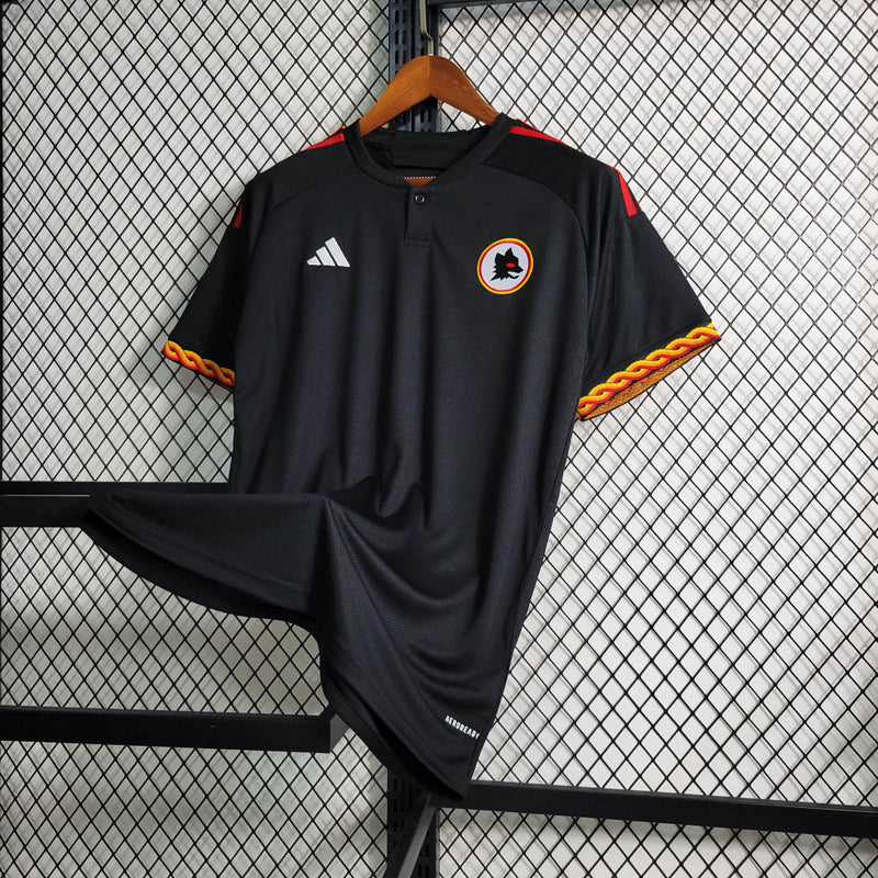 Camisa Roma Away Black 23/24 - Adidas Torcedor Masculina - Lançamento